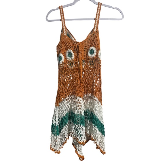 Crochet Knit Swimsuit Cover-Up – Corset Back – Boho Beach Dress Resort Vacation - Picture 2 of 11